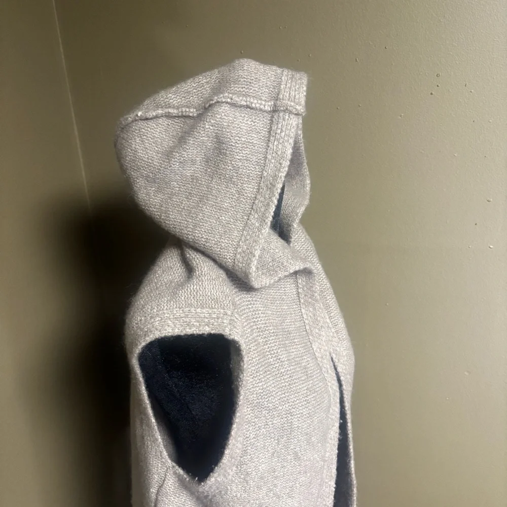 Tahari Wool Blend Sleeveless Hooded Open Front Cardigan with Pockets size Large